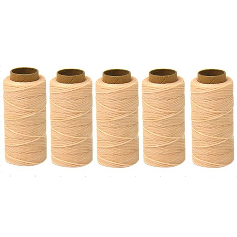

5 Rolls Of 50 Meters Of 150D Waxed Thread For Leather Hand Sewing With A Diameter Of 0.8 Mm (Beige)