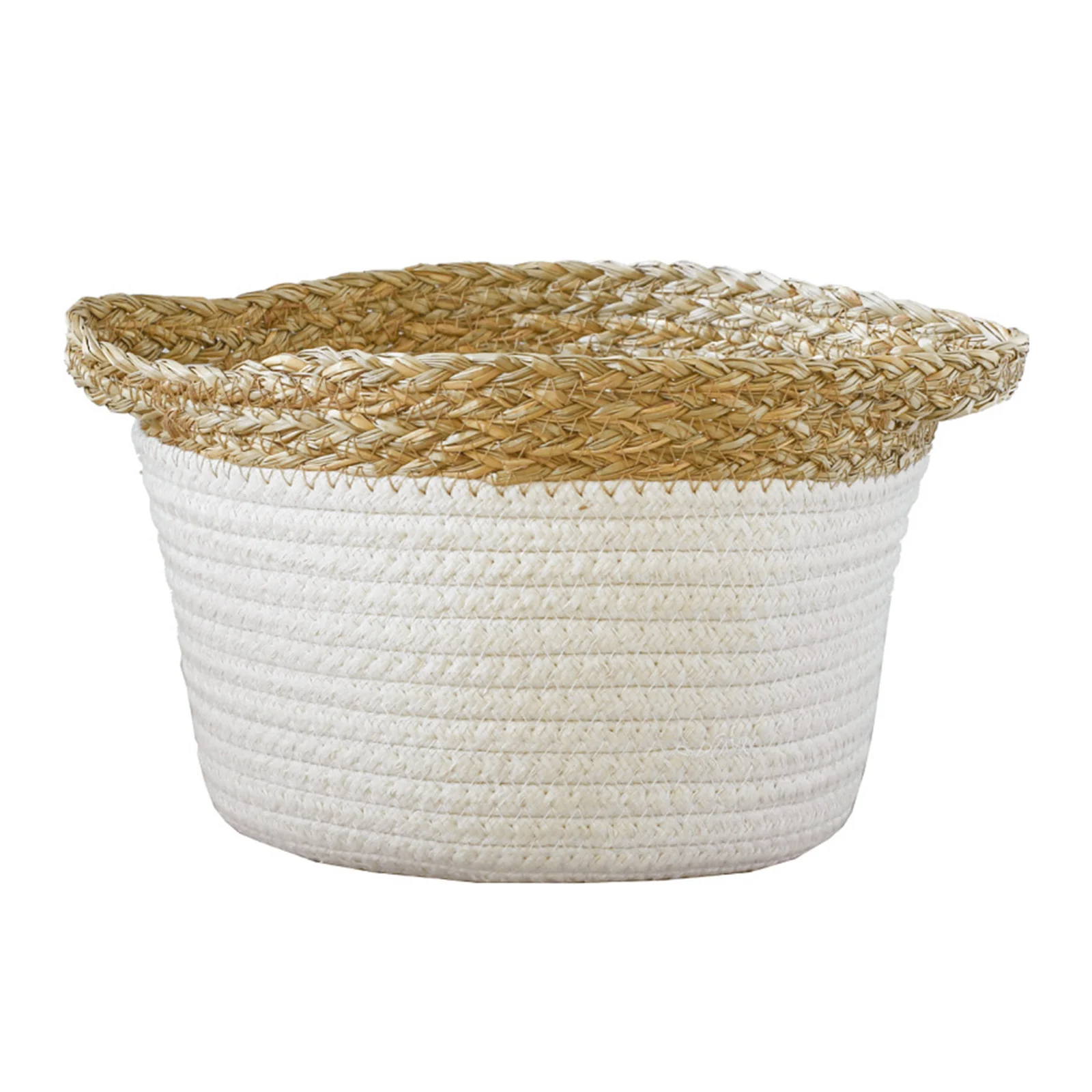 

Straw Storage Basket With Handle Pastoral Eco-friendly Organizer For Home Office Small Items 23*15cm Organizer