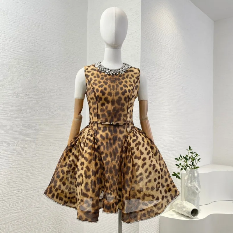 Slink льняное 2024 новое летнее женское высококачественное коричневое мини-платье