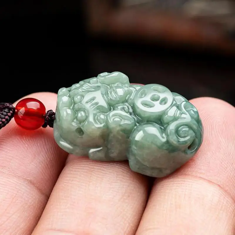 

Natural Myanmar Jadeite Pixiu Pendant Necklace Men Women Fine Jewelry Genuine Burma Jade Pi Xiu Feng Shui Charms Lucky Amulets