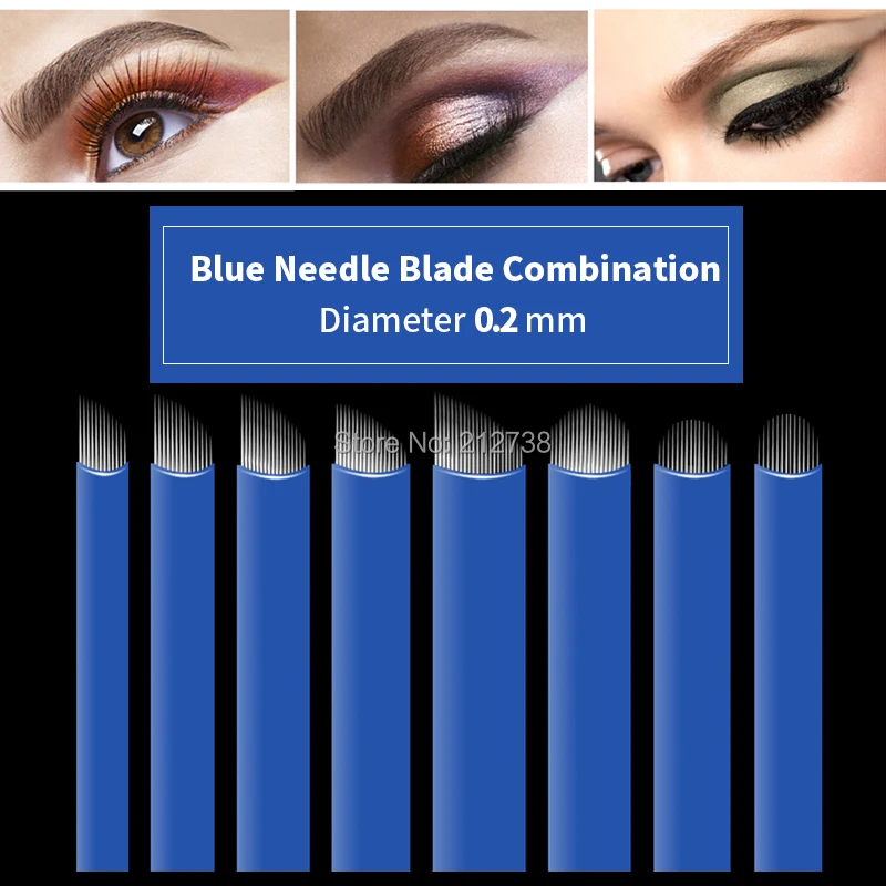 

50pcs 12 14 16 18 21Pin U Shape Permanent Makeup Eyebrow Tattoo Needle Blade For 3D Embroidery Microblading Tattoo Pen Accessory