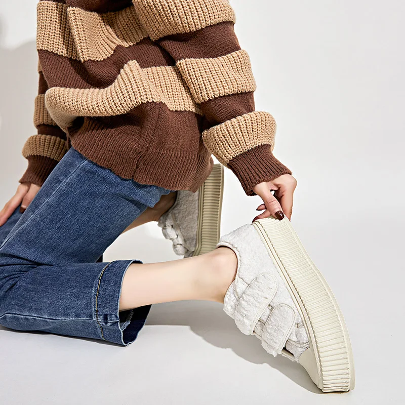 AIYUQI Women's Sneakers Flat 2023 Autumn New Fashion Vulcanized Shoes Ladies Short Plush Platform Student Shoes Women