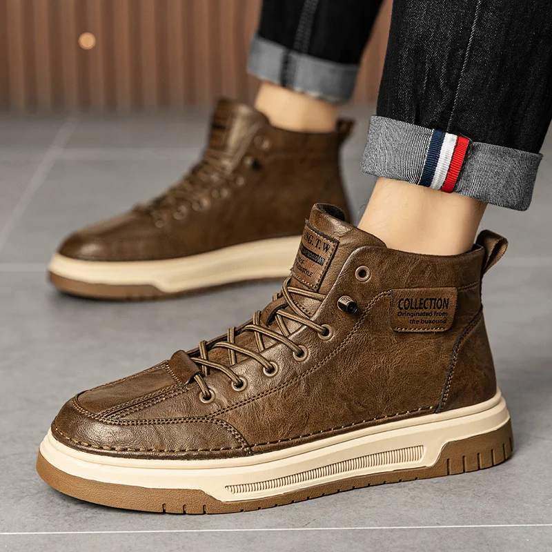 Высококачественная зимняя кожаная Рабочая обувь в английском стиле
