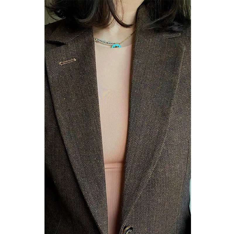 Женский костюм из 3 предметов в елочку официальная рабочая одежда повседневный