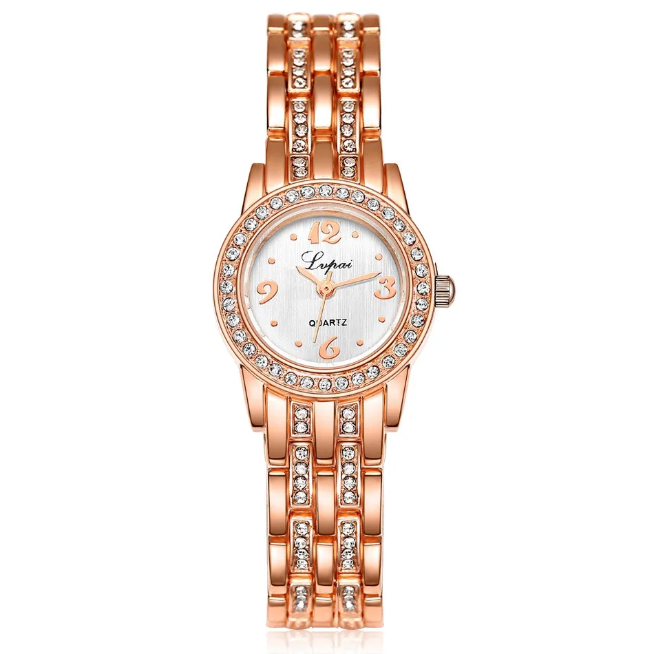 

Часы наручные Lvpai женские кварцевые, модные роскошные Брендовые повседневные, с браслетом с кристаллами, цвет розовое золото