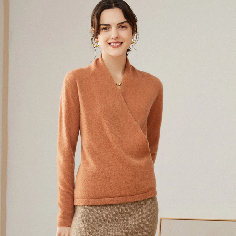 Модный французский 100% чистый кашемир новинка 2023 облегающий Универсальный свитер