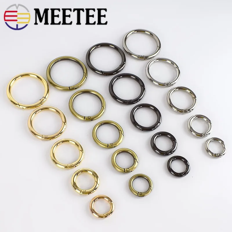

Meetee 10Pcs 10-60mm Metal Spring O Ring Openable Keyring Trigger Snap Clasp Clip Bag Belt Strap Chain Buckles Accessories