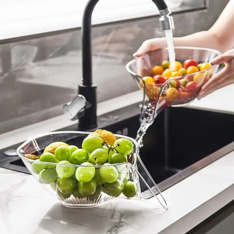 Multifunctional Washing Drain Baskets Household Vegetable Basin Kitchen Fruit Plate Cleaning Bowl Accessories