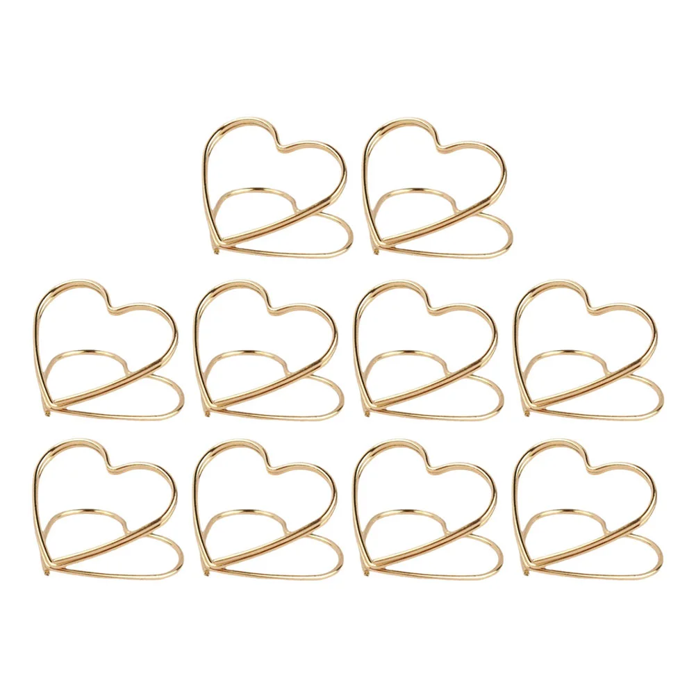 

10pcs Valentine's Day Memo Holders Photo Ornaments Message Note Holder (Golden)