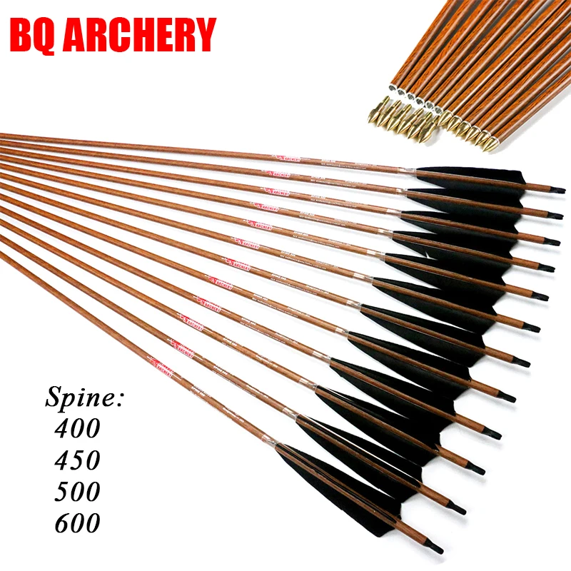 

12pcs Pure Archery Carbon Arrows 32inch Point Tips 75gr Arrow Nock 5inch Turkey Feather for Compound Traditional Bow Hunting