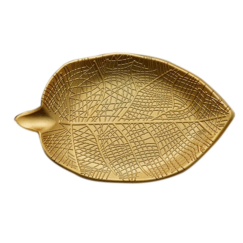 

Nordic Decorative Tray Gold Leaf Shape Tray Jewelry Pallet Fruit Snack Dish Table Decoration Storage Organizer