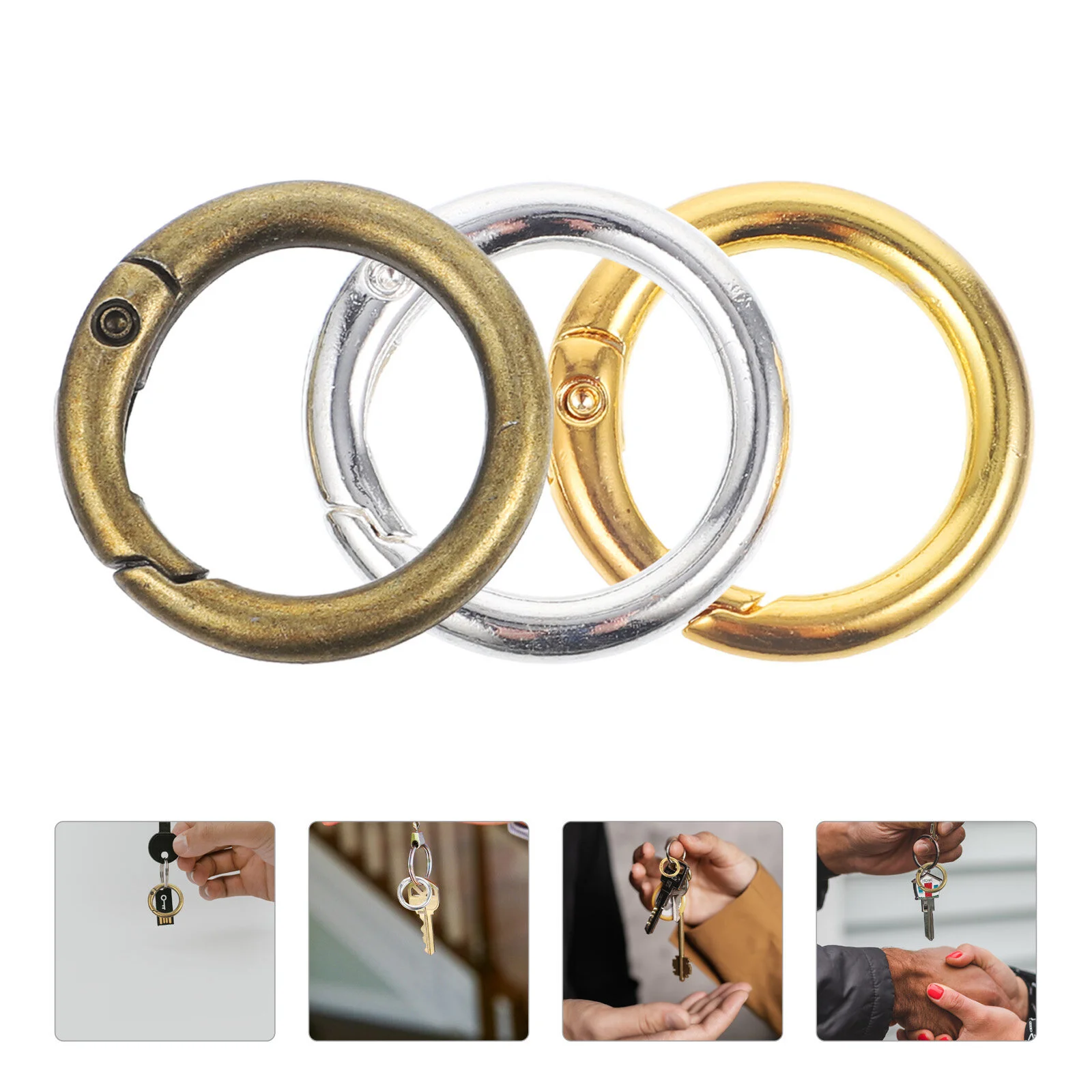 

15 шт., разноцветные кольца, аксессуары, многофункциональные круглые застежки-клипсы для ключей, пружинные зажимы из сплава, сумка «сделай сам»