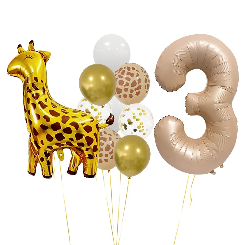 

Jungle Deer Giraffe Foil Balloons 40inch Caramel Brown Number Balls Baby Shower Kids Birthday Party Decoration DIY Gifts Supply