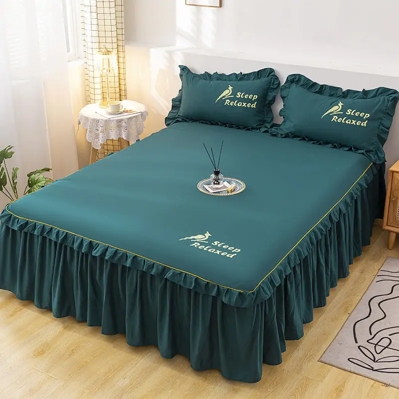 

Bed Skirts Princess Style Bedspread Cover with Skirt US Euro Bed Twin Full Queen King Size Bed Sheet with Pillowcase