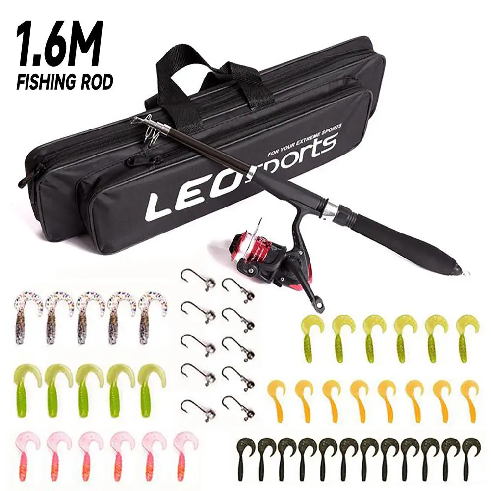 

Portable Fishing Rod Fishing Reel Kit With Carry Bag Fishing Gear Accessories For Saltwater Freshwater