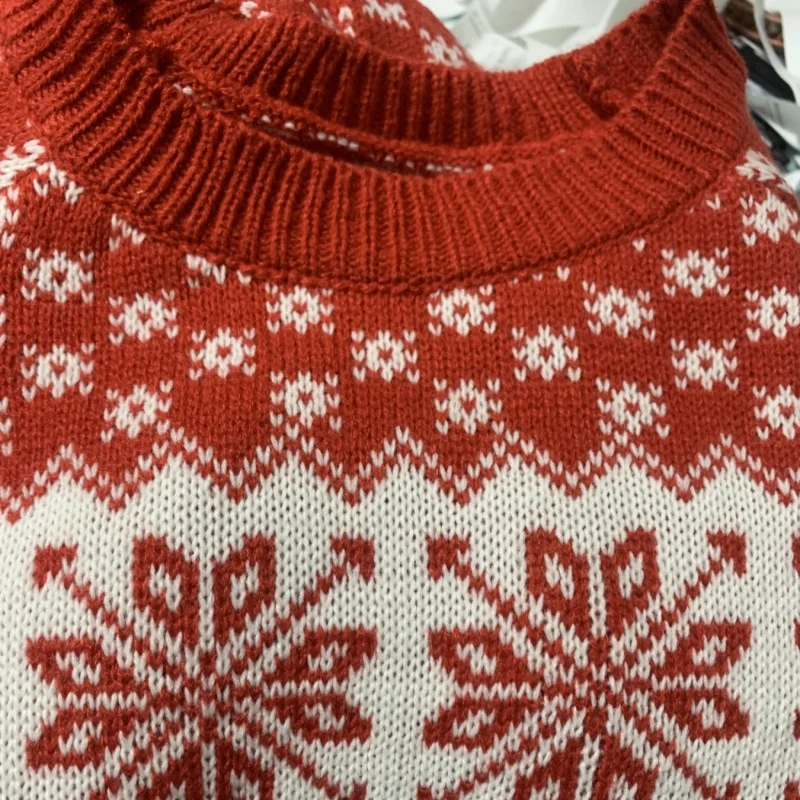 Женский вязаный пуловер с принтом Санта-Клауса