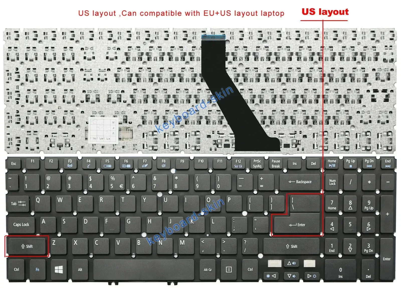 Фото Новая клавиатура США без подсветки для Acer V5-531, V5-531P, V5-551, V5-551G, V5-571, V5-571G, M5-581, M5-581G, M3-581, M3-581G, V7-581 V7-582 №1
