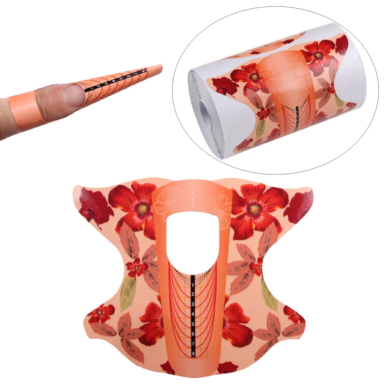 

Finger Angel 100Pcs Orange Flower Nail Form Acrylic UV Gel Extension Guide Nail At Tips Accessory DIY Polish Manicure Decor Tool