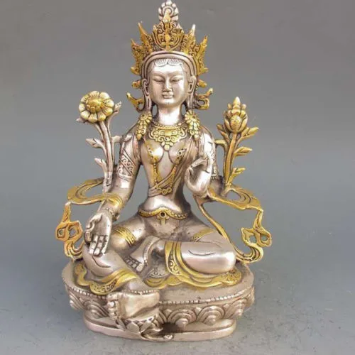 

White Tara Buddha metal crafts, Tibet Silver Copper gilded Tibetan Buddhist statues 3 options