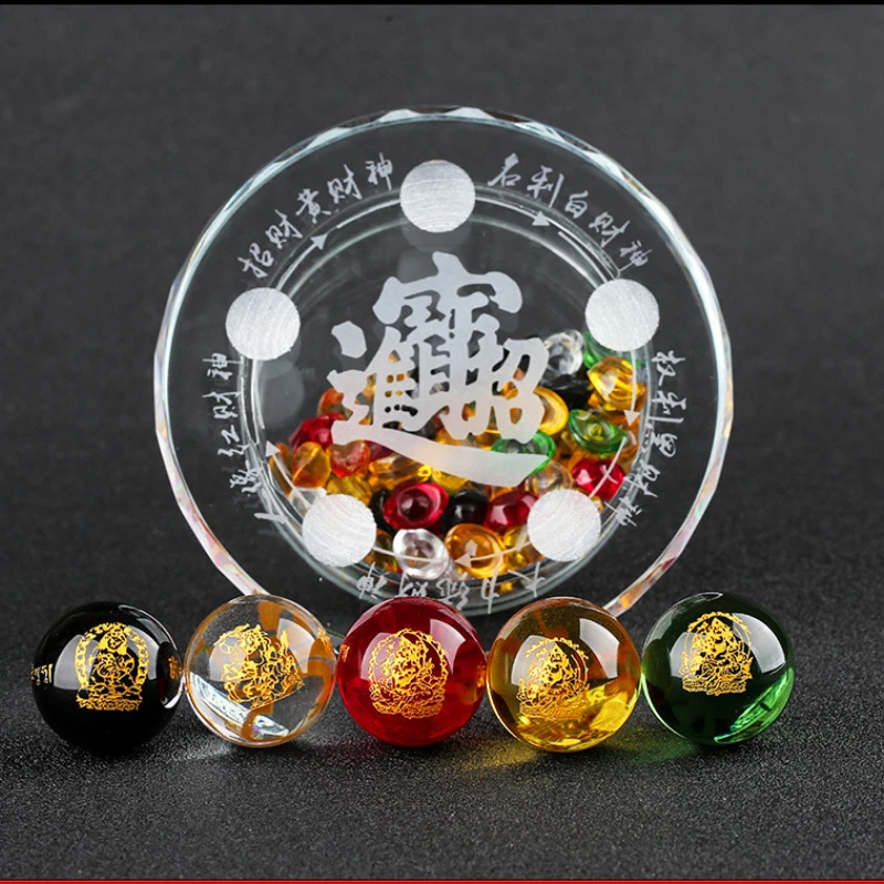 

Five Elements Five Gods of Wealth Transit Lucky Fortune Formation Crystal Ornaments Crafts Paperweight Feng Shui Home Decor Gift