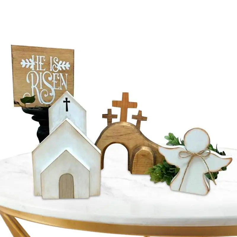 

Пасхальные украшения, набор украшений с деревянными знаками, украшение для домашнего стола, подходит для праздников, весенних вечеринок Св...