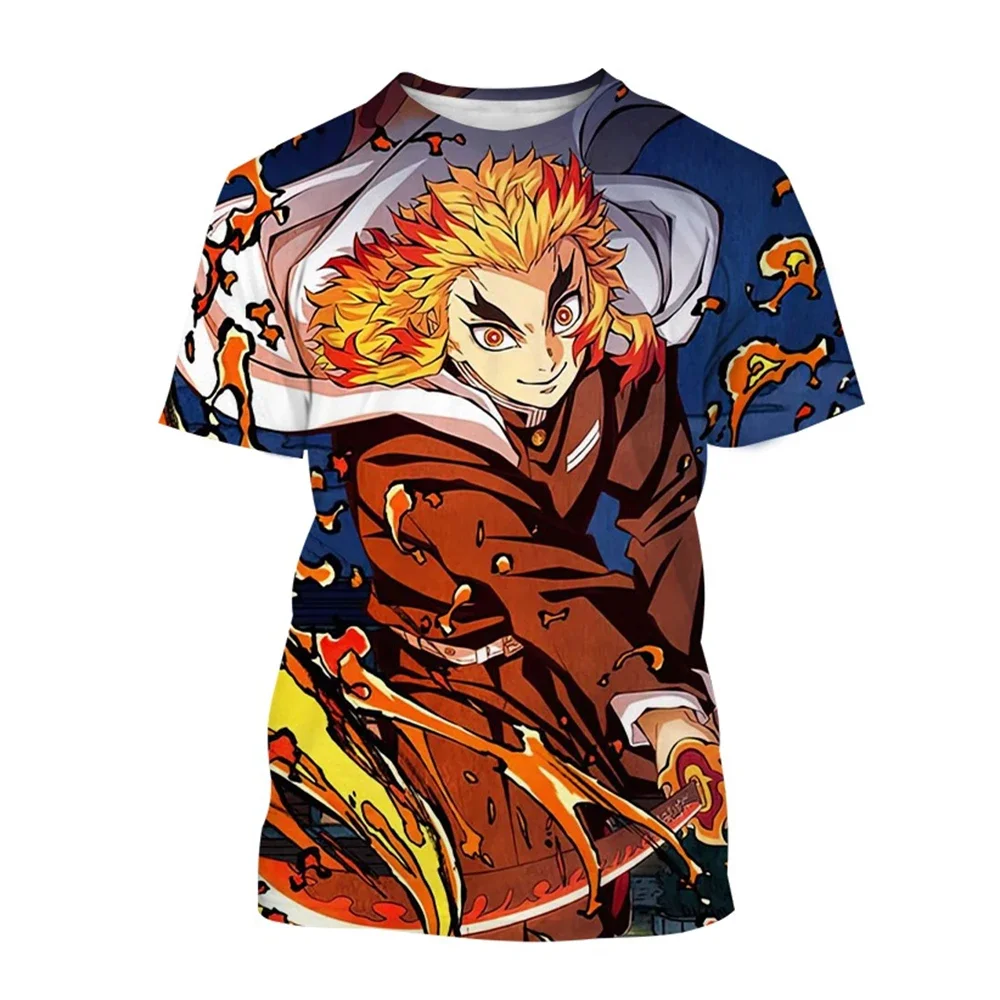 Personaggi Dei Cartoni Animati Di Anime Vendita Caldi Rengoku Kyoujuru T-shirt Stampata in 3D Con Strada Cool Hip-hop