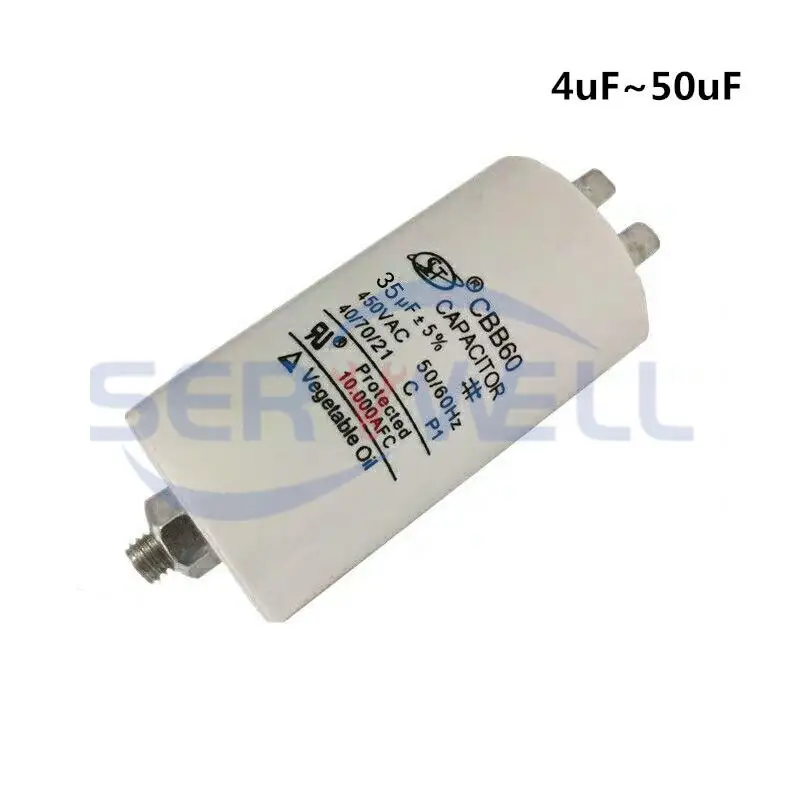 

CBB60 15uF AC450V 50/60Hz Стиральная машина 4 pin двигатель Запуск конденсатор 4/5/6/8/10/12/14/15/16/18/20/25/30/35/40/45/50UF