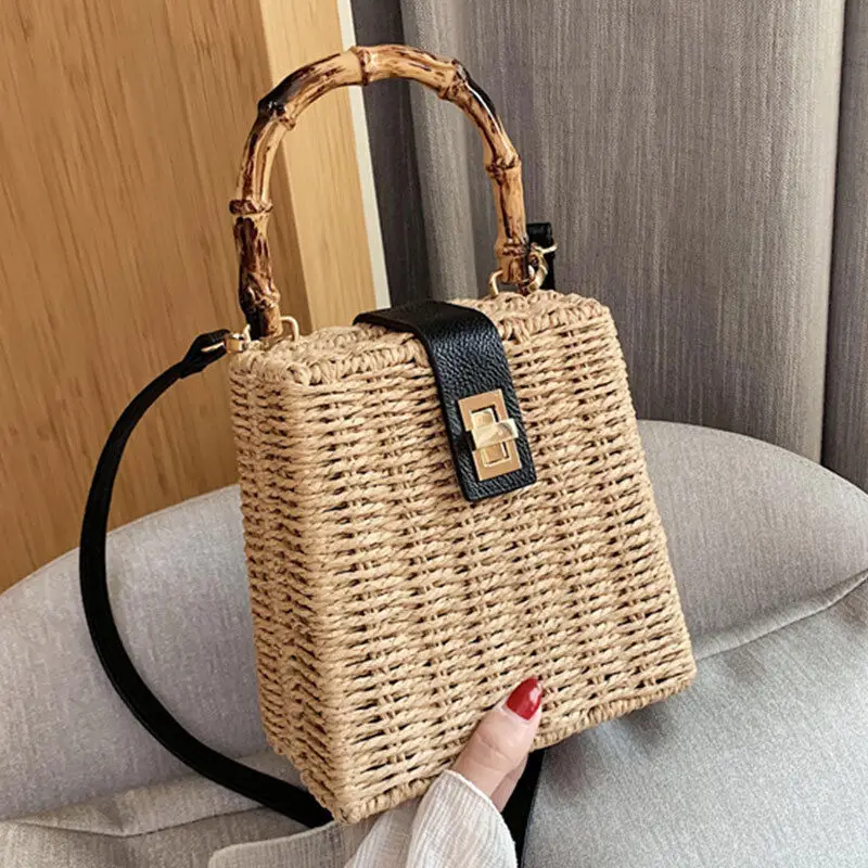 

Bamboo Handbag Spring New Women Bag Fashion Simple Woven Crossbody Shoulder Bag Designer Bags Luxury