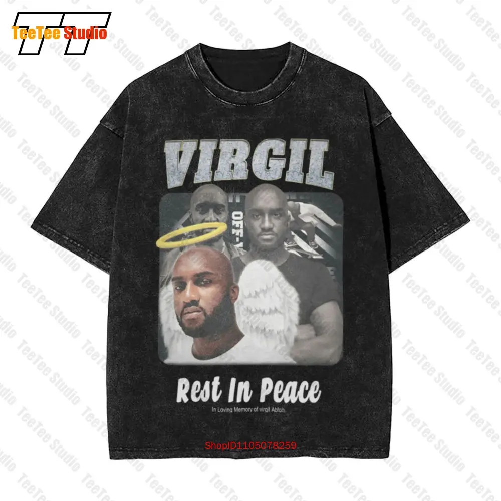 Фото Винтажная футболка большого размера Virgil Abloh Memorial VLVO №1