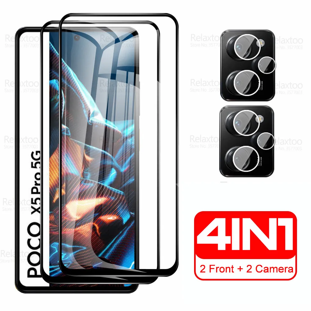 

4 в 1 Защитное стекло для камеры Poco X5 Pro, защита экрана, закаленное стекло es PocoX5 Pocco X 5 5X X5Pro PocoX5Pro, защитная пленка для фотоаппарата