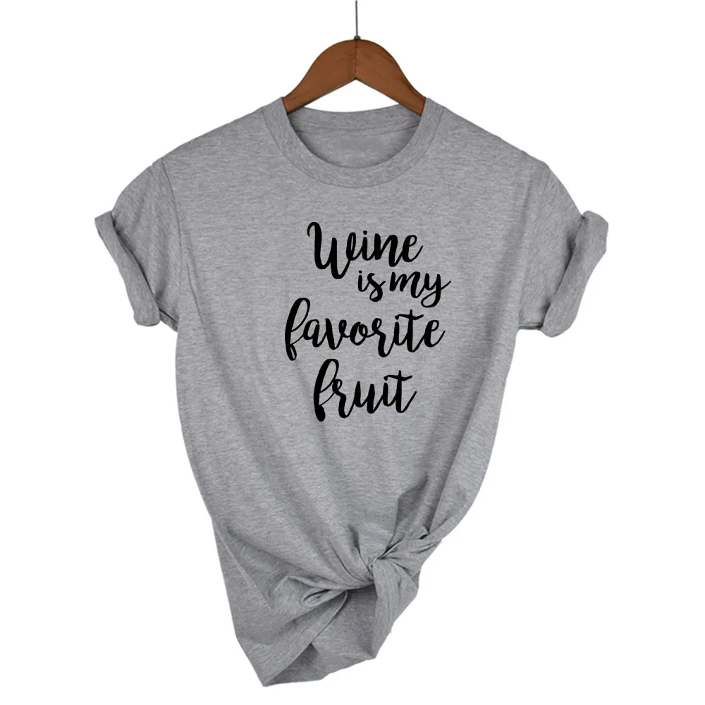 Женская хлопковая Футболка вина-это мой любимый фрукт Повседневная забавная