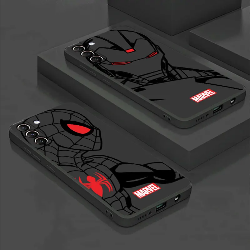 Чехлы для телефонов Samsung Galaxy S23 S21 Ultra S20 FE S10e S9 Plus Note 20 S24 S10 Black funda coques Iron Man Spiderman Art Red