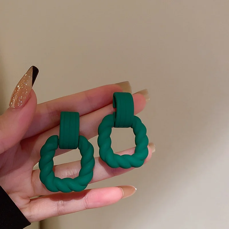 

Dincior Unique Blue Green Square Earrings Hollow Geometry Earing 2022 New