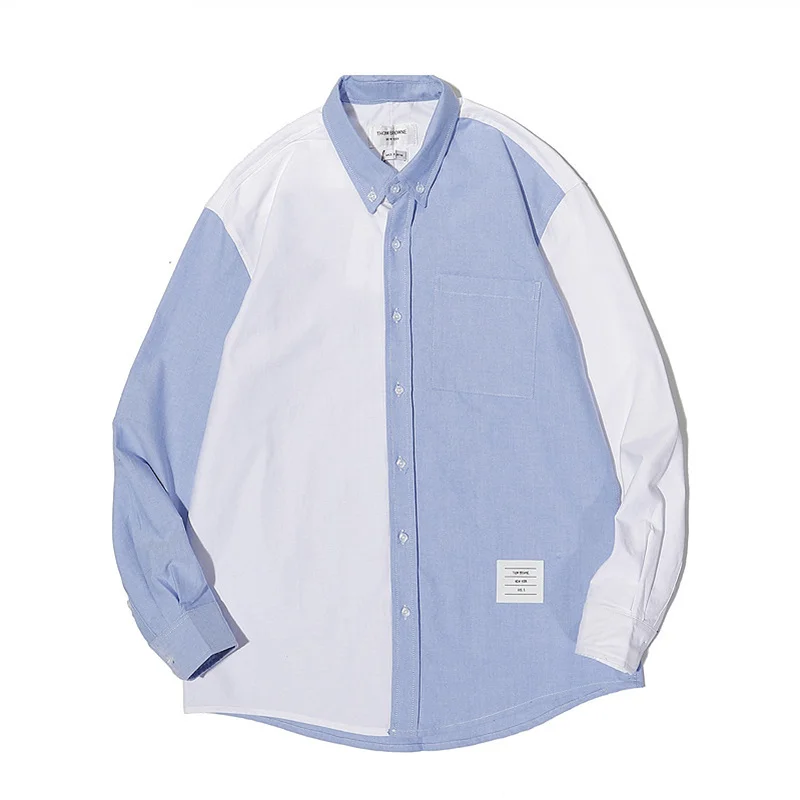 

Мужская хлопковая рубашка оксфорд, повседневная классическая рубашка в цветную полоску, с карманами и длинными рукавами, Размеры M 2XL, новин...