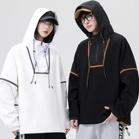 eridanus hooded pullover top long sleeve mens hoodies ins trend stitching minimalist stripes couple loose sweatshirt men mww374