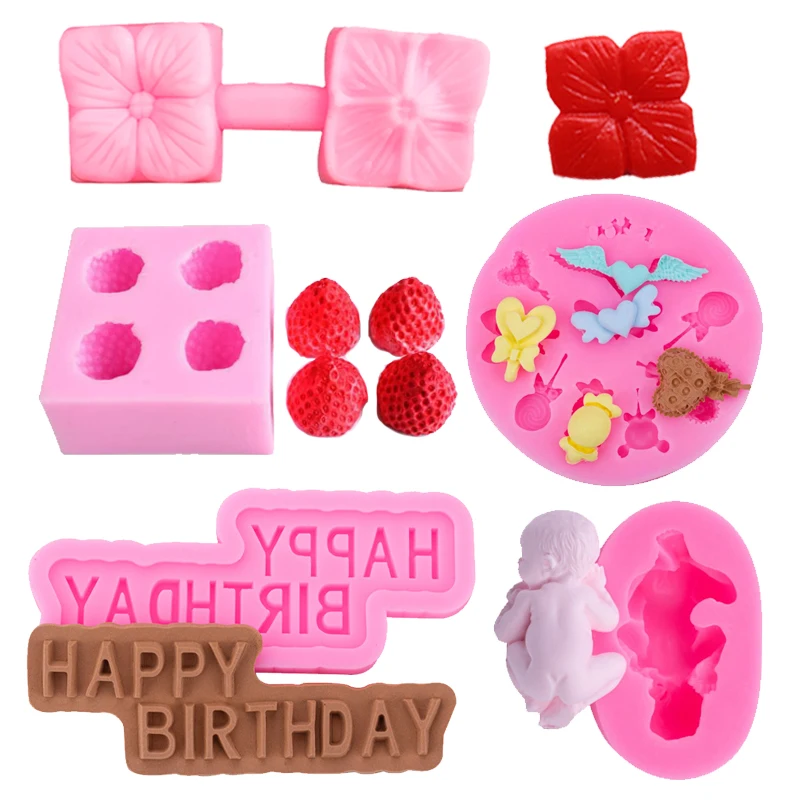 Розовая Силиконовая Форма Для Свечей В Домашнем Стиле 3d Клубники И Клевера