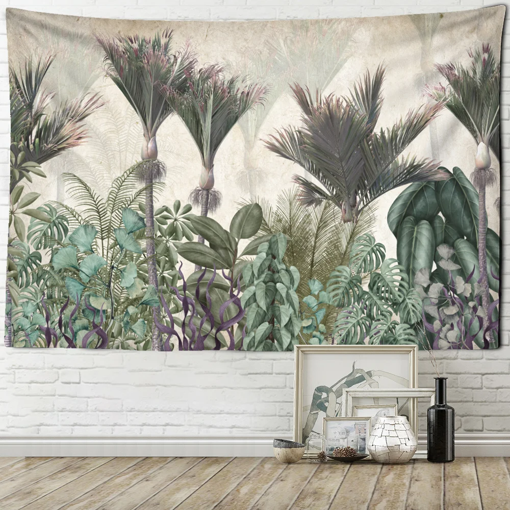 

Vintage Tropical Forest Plant Tapestry Wall Hanging Boho Wall Decor Tapestry Picnic Mat Beach Towel Bedroom Room Home Decor