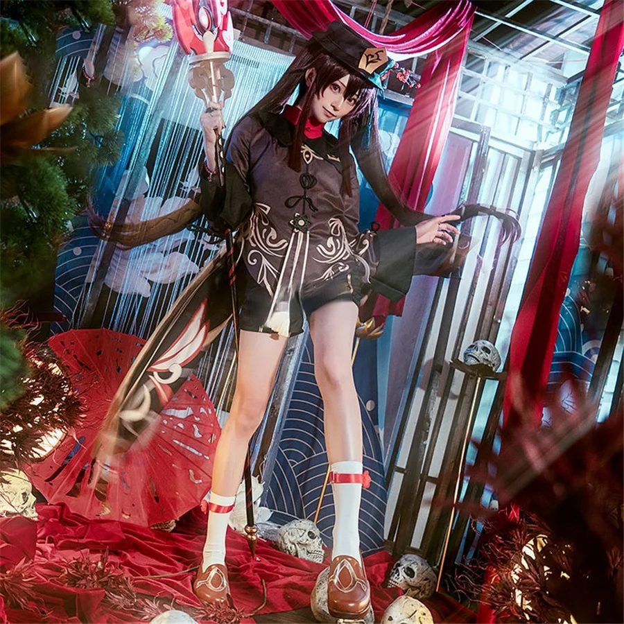 

Genshin Impact Hutao Cosplay Wig Anime Game Hu Tao Chinese Style Costume Props Halloween Hat Accessories Mascot Christmas Gift