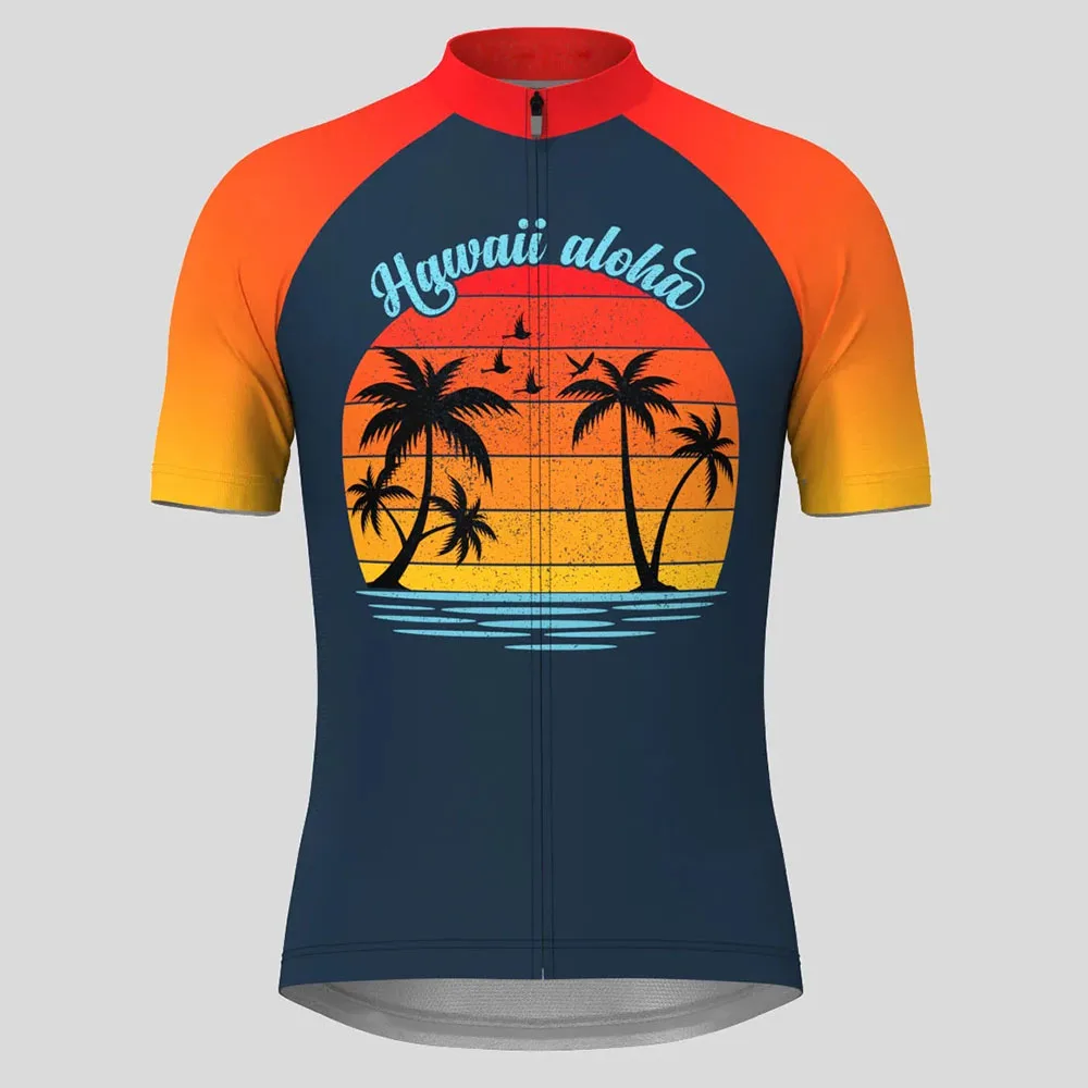 

Hawaii Aloha Sunset Vintage Cycling Jersey Short Sleeve Tops Bicycle MTB Downhill Shirt Road Bike Team Summer Sports Clothing