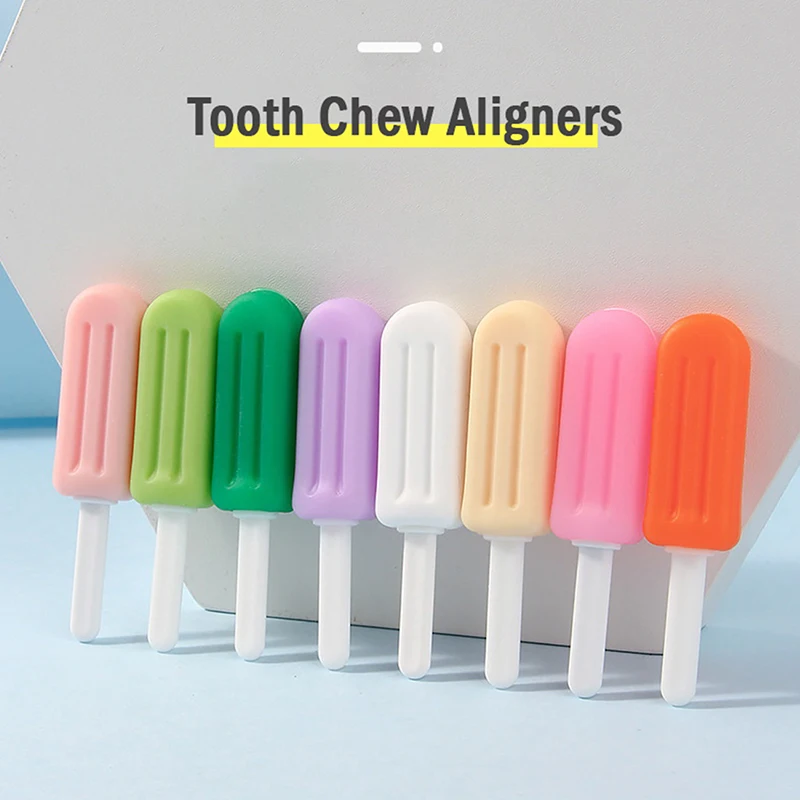 

1Pair Tooth Chew Aligners Ice Cream Shape Silicone Teeth Stick Bite Fruit-Flavoured Aligner Orthodontic Chewies