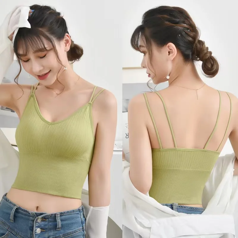 Sexy Beautiful Back Lingerie Women No Steel Ring Seamless Wrapping Chest And Belly Sculpting Outside Wearing Vest Bra Women