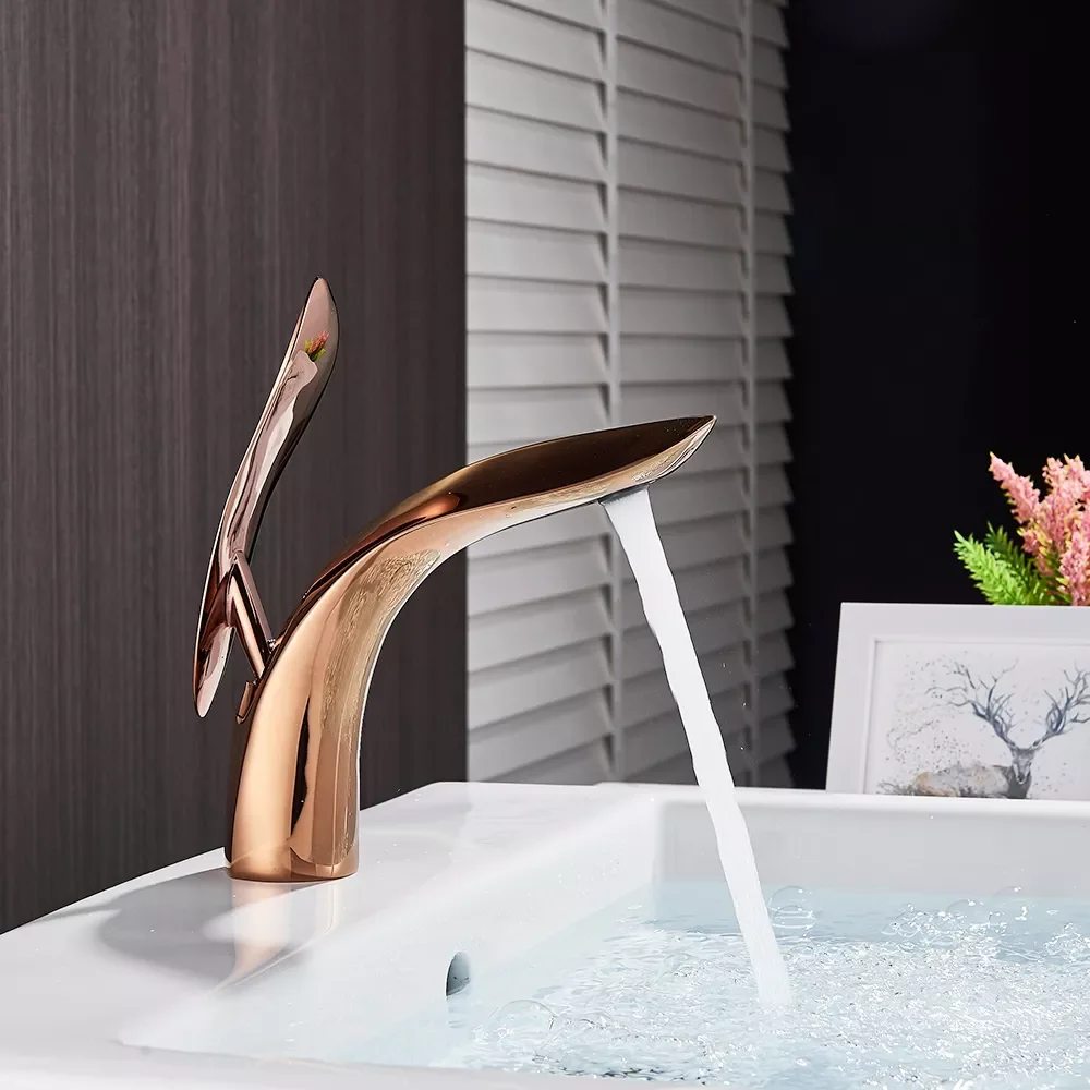 

Free Shipping Nordic Style Brass Washbasin Basin Faucet Light Luxury Style Simple Creative Copper Faucet Under Counter