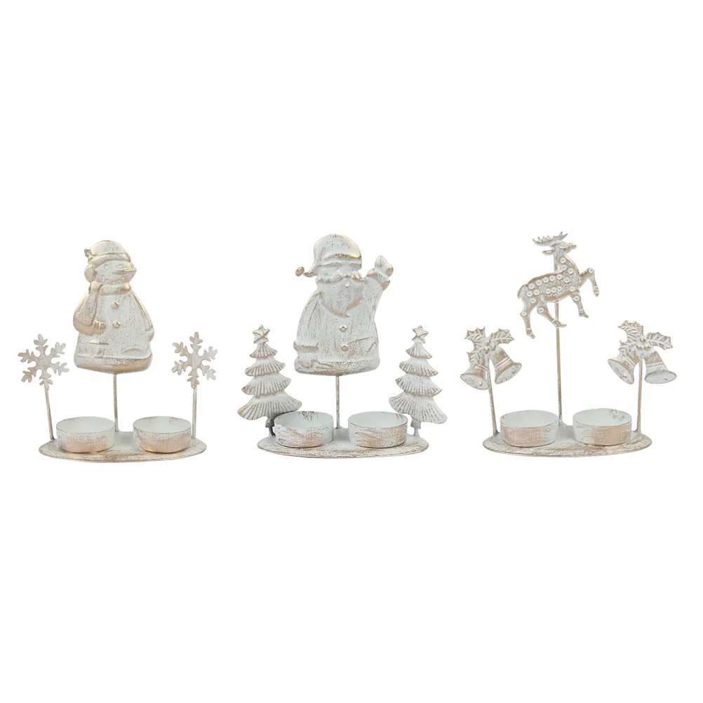 

Holder Christmasreindeer Dinner Candlestick Party Claus Santa Stand Decor Table Centerpiece Light Tea Figurine Metal Snowman