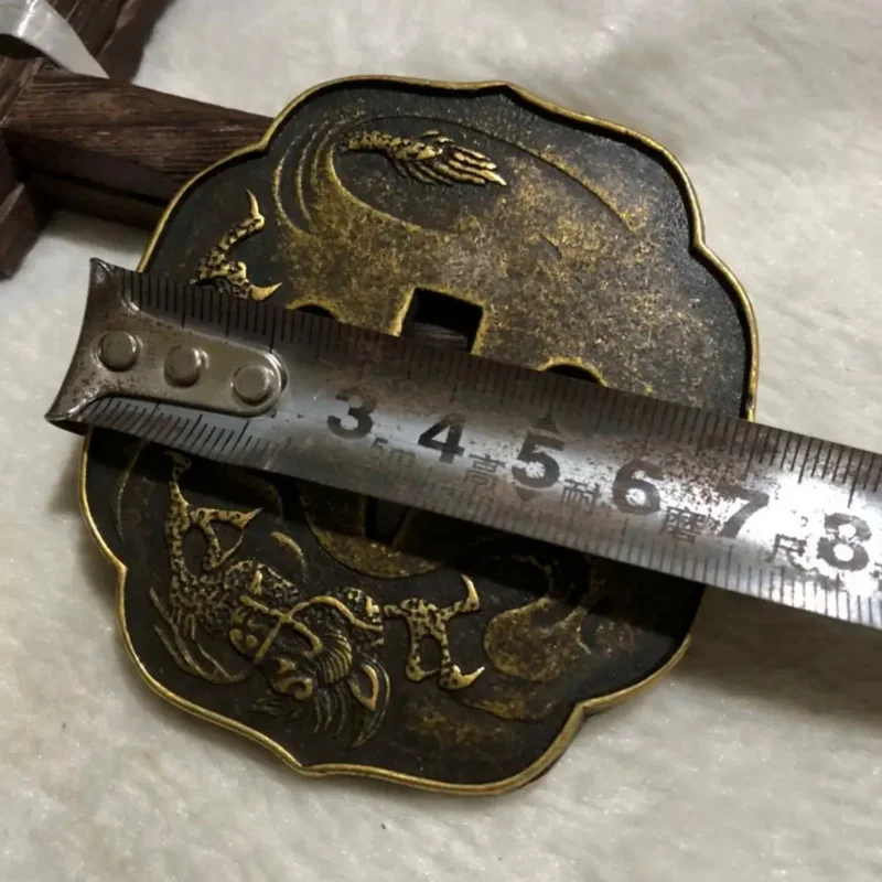 Китайская антикварная статуя единорога медная рукоятка домашняя фотография