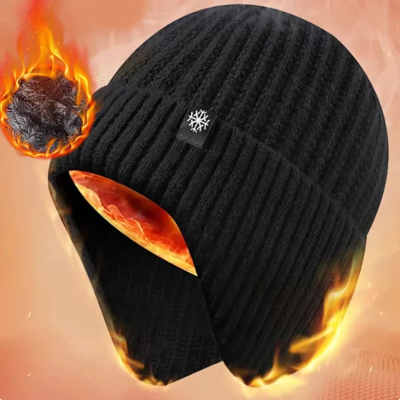 Мужская зимняя вязаная шапка с ушами Nike