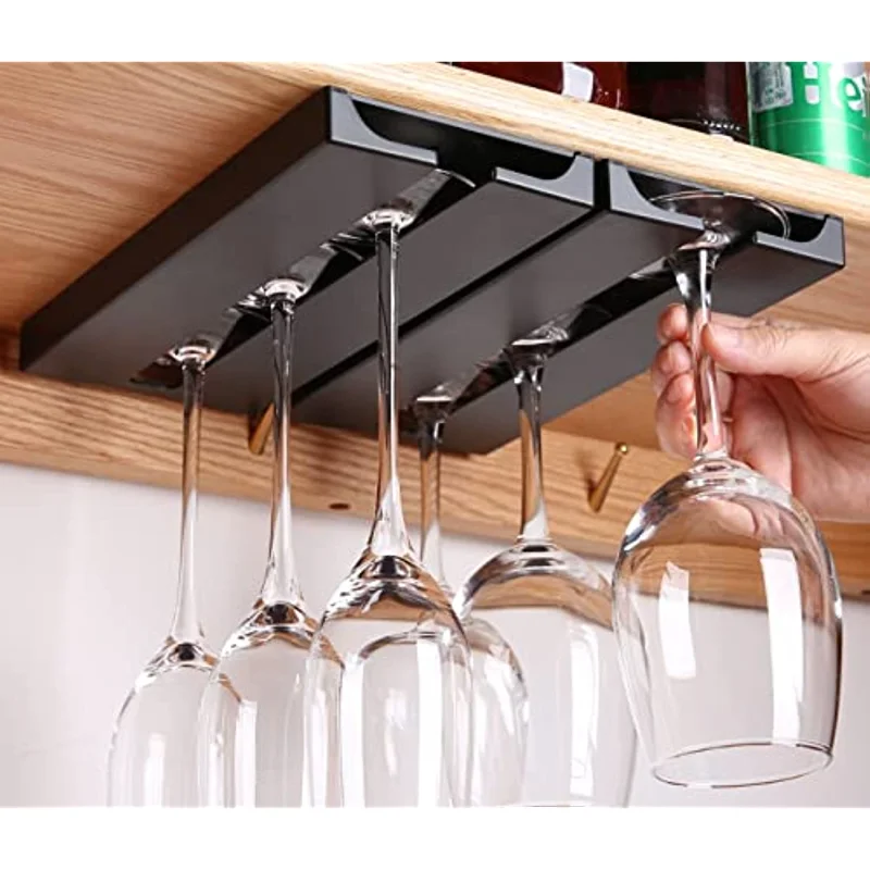 

2 Pack Wine Glass Holder Under Shelf or Cabinet Punch-free Wine Glass Rack Stemware Rack Hanger for Kitchen,Bar and Restaurant