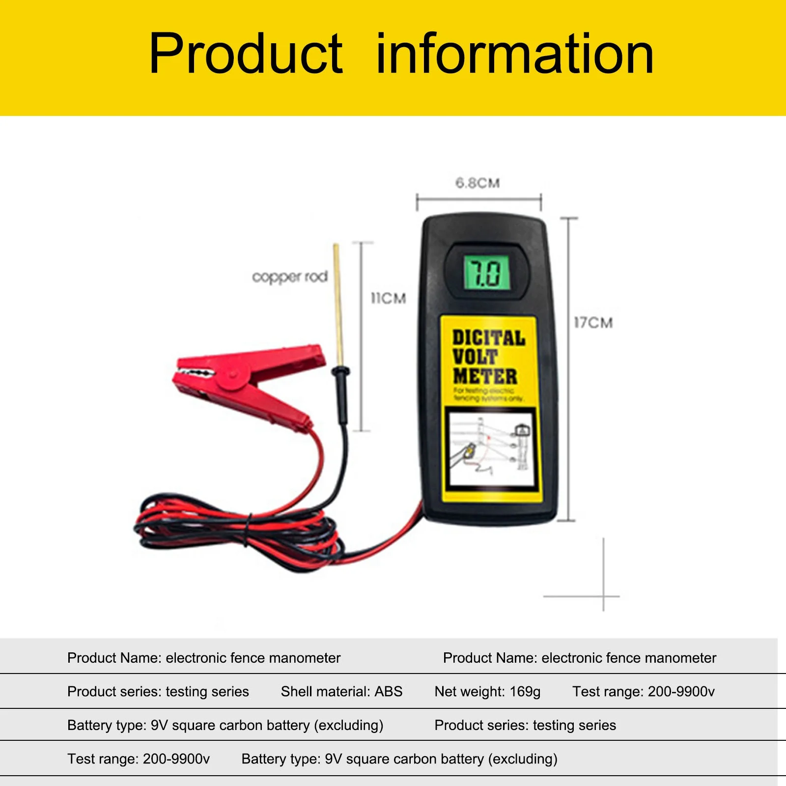 

Electronic Fence Pressure Gauge 9.9Kv Multi-Model Cattle Farm Pasture With Backlight Voltage Detector
