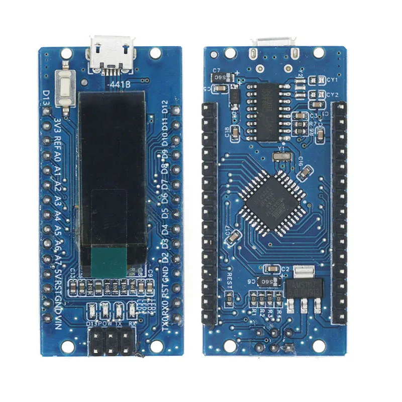 Фото Nano V3.0 Atmega328P Ch340c со встроенным OLED-дисплеем 0.91 дюйма, разрешение 128*32, совместимость с SSD1306 IIC I2C, Arduino Nano V3.0 №4