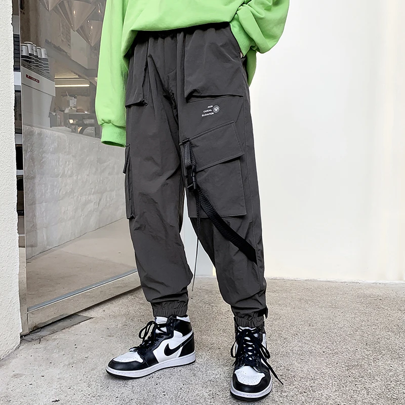 

Cotton Casual Cargo Pants Men Black Plus Size Autumn Hip Hop Jogger Fitness Trouser Male Japanese Streetwear Harajuku Harem