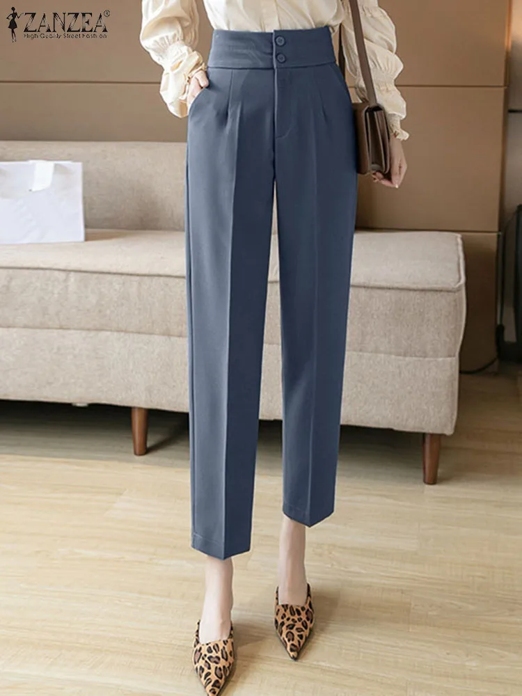 

Брюки ZANZEA женские офисные с завышенной талией, модные классические штаны в Корейском стиле, элегантные плиссированные капри с карманами, од...